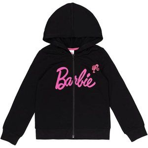 NWT Adorable Soft Pink Barbie Logo Zipper Hoodie Girls Costume +Gift